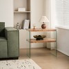 Wooakway 24"W/43"W Walnut Wood End Table with Glass Frame 2-Tier Open Storage Shelves Side Tables Vintage Sofa Table for Living Room Bedroom Office - 2 of 4