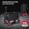 Collapsible Wagon with Wheels, Foldable Shopping Cart with Adjustable Handle, Side Pockets and Cup Holder, All Terrain Wagon for Shopping - 4 of 4