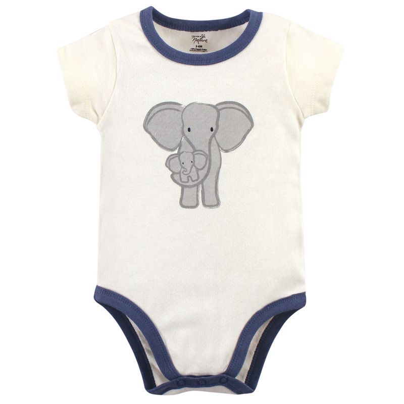 Touched by Nature Baby and Toddler Unisex Organic Cotton Hoodie, Bodysuit or Tee Top, and Pant, Print Elephant, 5 of 6
