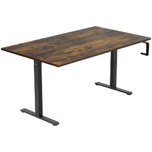 Mount-It! Height Adjustable Hand Crank Sit-Stand Desk with 55" Tabletop | Oak - 1 of 4