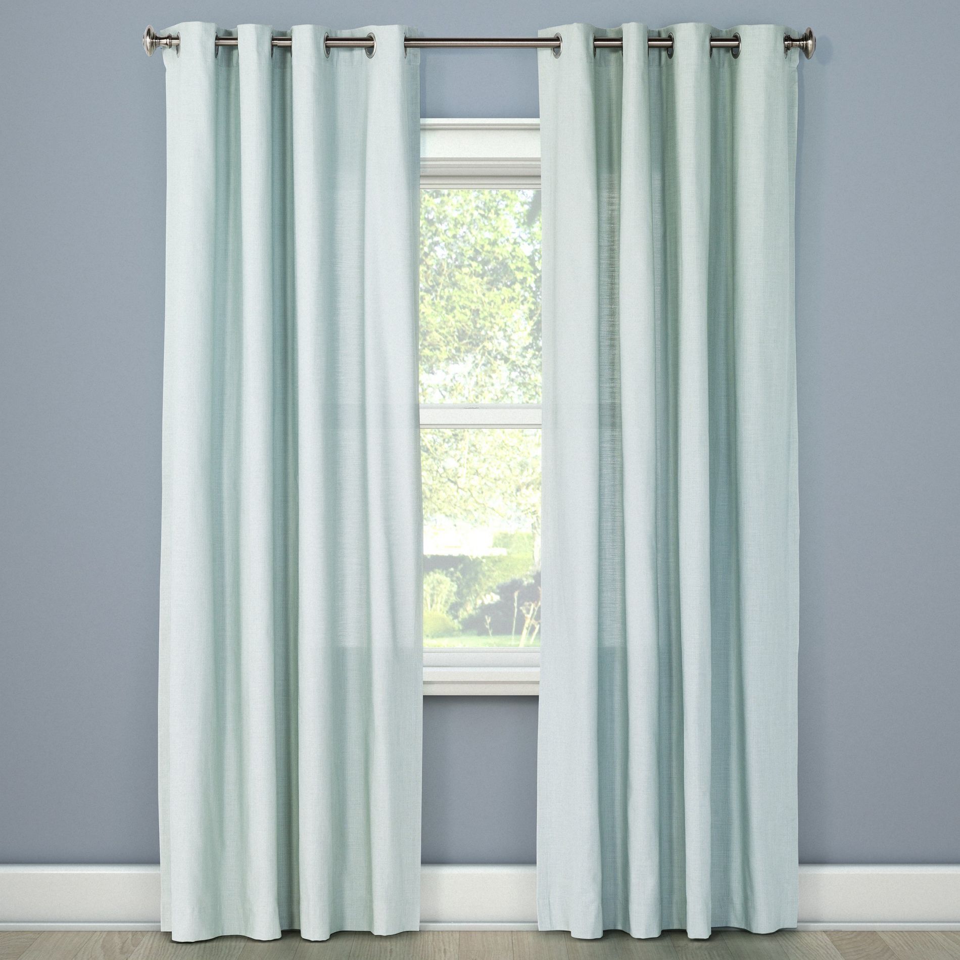 1pc 54"x84" Light Filtering Solid Window Curtain Panel Aqua - Threshold™: Cotton Grommet Top, Indoor Use, Rod Pocket 3"