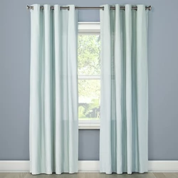 THRESHOLD 2-Panel Blue Florence Light Filtering Curtain Panels 84"x 40" EACH NWT 