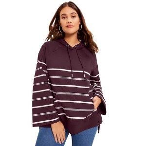 June + Vie by Roaman's Women's Plus Size Bell-Sleeve French Terry Sweatshirt - 1 of 4