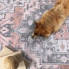 Red Floral Print Rug, Low Pile Indoor Carpet with Non-Slip Backing, Washable & Stain Resistant for Kitchen, Entryway, Living Room - 4 of 4