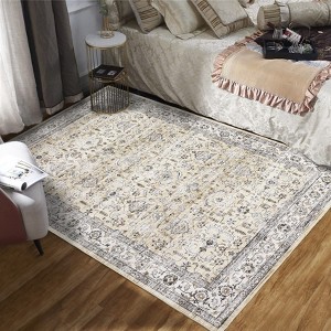 Boho Vintage Area Rug Ultra Thin Low Pile Machine Washable Stain Resistant Non Shedding Pet Friendly Floor Rug - 1 of 4