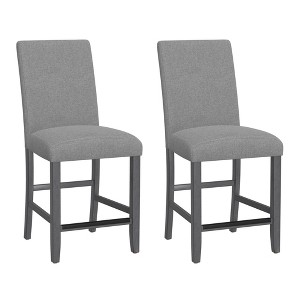 39.5"H Upholstered & Wood Transitional Style Barstool (Set of 2) with Easy Assembly for Kitchen or Dining Area - 1 of 4