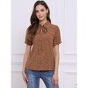 INSPIRE CHIC Women's Retro Dots Print Bow Tie Peter Pan Collar Chiffon Blouse - 3 of 4
