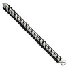 Black Bow Jewelry 15mm Stainless Steel & Black Leather Brushed Curb Bracelet, 8.5 Inch - 2 of 4