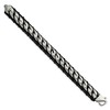 Black Bow Jewelry 15mm Stainless Steel & Black Leather Brushed Curb Bracelet, 8.5 Inch - image 2 of 4