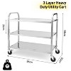 GustoWave 3-Tier Heavy Duty Utility Service Cart for Home Restaurants Bars, 29.5"x15.8"x32.7" - 3 of 4