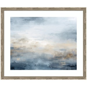 Kate and Laurel Framed Art Tonal Abstract Oceanic Nautical Serenity Blue Horizontal by The Creative Bunch Studio, 26x22, Mila Dark Silver - 1 of 4