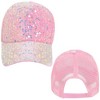 Anna-Kaci Women's Sparkly Sequin Baseball Cap Messy Low Bun Ponycap Velvet Mesh Trucker Hat - 2 of 4