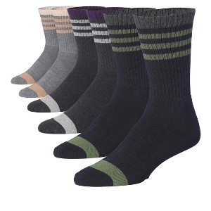 JAMES FIALLO 3 Pairs Wool Blend Classic Colorful Contrasts with Subtle Striped Accents Cushioned Dress Crew Socks - 1 of 4