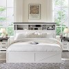 SinCiDo Farmhouse King Sized Wooden Bed Frame, with Charging Station and Led Lights, 52" High Headboard and 4 Large Drawers, Noise Free - 2 of 4