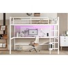 ORRD White Metal Queen Loft Bed with Power Outlet & LED Lights, Space-Saving Design with Noise Reduced Frame - 3 of 4
