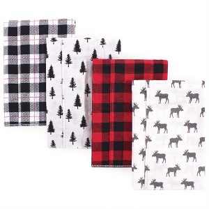 Hudson Baby Infant Boy Cotton Flannel Burp Cloths 4pk, Moose, One Size - 1 of 3
