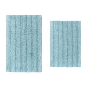 Knightsbridge Stylish And Comfortable Traditional Linear Design 2 PC Cotton Bath Rug Set 20"x30" & 24"x40" Ivory - 1 of 4