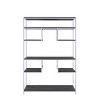 Open Bookshelf with Rustic Gray Wood and Chrome Metal Frame 72in Industrial Shelving for Home Office or Living Room-3irtyhousy - 3 of 4