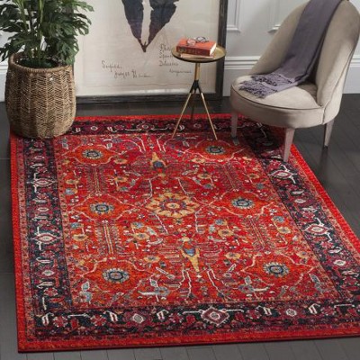 Antique Patina Blue and Navy Hand-Knotted Easy-Care Area Rug