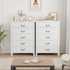 Garvee Farmhouse 5 Drawer Dresser for Bedroom, Tall Wood Storage Chest with Geometric Front, Freestanding Vertical Organizer, White - 3 of 4