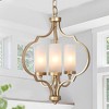 LNC Charm 3-Light 14.5" Modern Lantern  Small Chandelier, Matte Gold with Opal Glass - 2 of 4