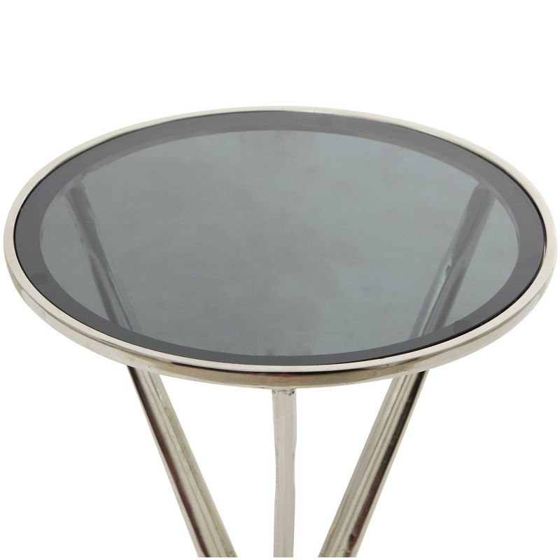 Modern Aluminum and Smoke Glass Accent Table - Olivia & May, 3 of 6