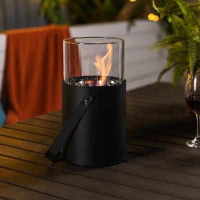 Coolbibila Portable Indoor Outdoor Fireplace,Mini Ethanol Fire Pit with Glass Wind Guard,Indoor Tabletop Fire Pit,Small Outdoor Garden Fire Pit