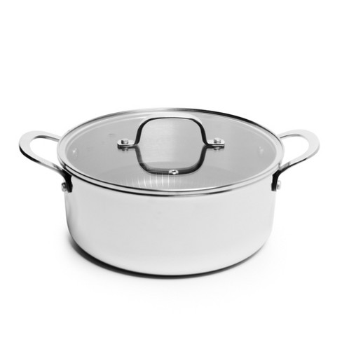Lexi Home Tri-ply 4.8 Qt. Stainless Steel Casserole Pot with Glass Lid
