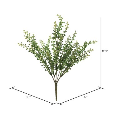 12.5" Green Plastic Eucalyptus Bush Spray for Tabletop Centerpiece