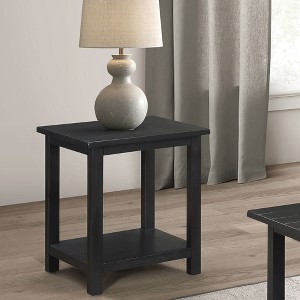 FONTOI End Table with Shelf Modern Square Accent Table Distressed Finish for Living Room Decor and Bedroom, Distressed Black, 20"*20"*24.25" - 1 of 4