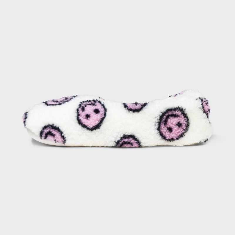 Girls' Smiley Slipper Socks - art class™ White/Pink, 3 of 6