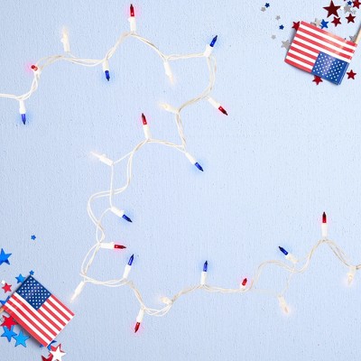 Northlight Mini Christmas Light Set - Red White and Blue - 10' White Wire - 50ct