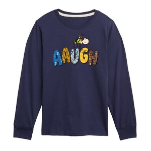 Boys' - Peanuts - Aaugh Pattern Charlie Brown Long Sleeve Graphic T-Shirt - 1 of 4