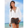 Women's Crochet Trim V-Neck Blouse Shirt - LASCANA - 3 of 4