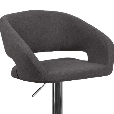 Erik Modern Black Fabric Adjustable Swivel Barstool with Chrome Base