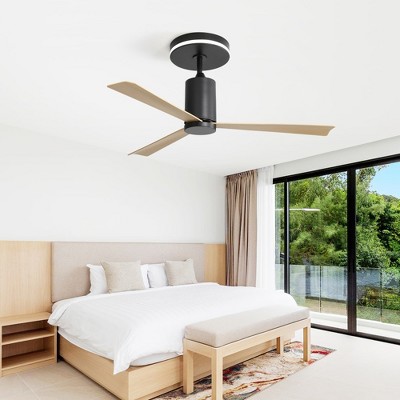 SKRAN 52"Flush Mount Ceiling Fan with Light,3 Blade Modern Ceiling Fan with Remote Control, for Patio Living Room Bedroom,Quiet Reversible DC Motor