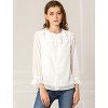 Allegra K Women's Ruffle Neck Polka Dot Button Front Sheer Chiffon Blouse - 4 of 4