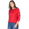 24seven Comfort Apparel Womens Three Quarter Sleeve Boatneck Cold Shoulder Top with Grommet Detail - 2 of 4
