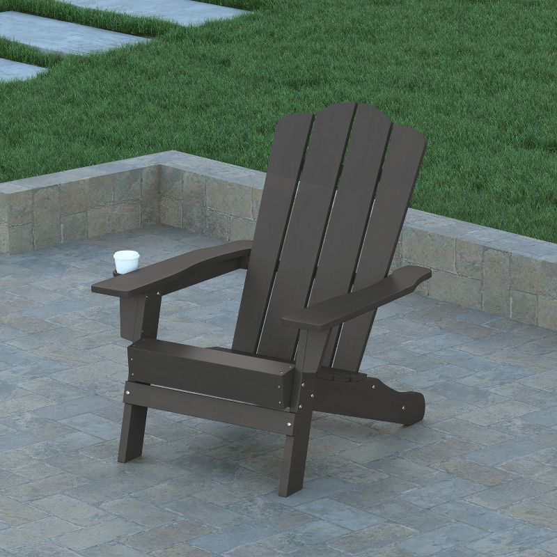 Emma and Oliver Set of 4 Adirondack Chairs with Cup Holders, Weather Resistant HDPE Adirondack Chairs, 4 of 12