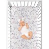 Sweet Jojo Designs Girl Jersey Knit Baby Fitted Crib Sheet Watercolor Floral Lavender Purple Pink and Grey - 4 of 4