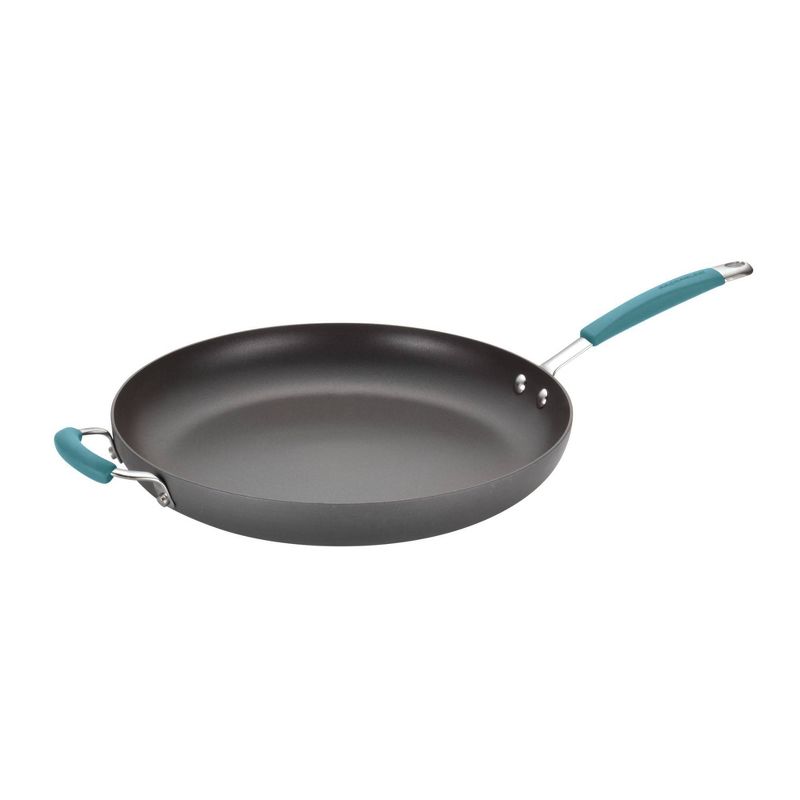 Rachael Ray Hard-Anodized Nonstick Skillet with Helper Handle - Gray with Agave Blue, 3 of 4