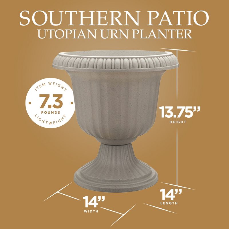 Southern Patio 14 Inch Lightweight Outdoor Utopian Urn Planter (2 Pack), 2 of 7