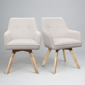 Art Leon Wood and Fabric Accent Dining Chair, Set of 2 - 1 of 4