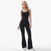 DOMETOUR Women's Yoga Sport Jumpsuit Flared Leg U-Neckline Backless Ruched High Waist Jumpsuit - 2 of 4