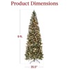 GustoWave Prelit Pencil Snow Flocked Spruce Artificial Christmas Tree with Incandescent Warm White Lights & Foldable Stand,Green-White - 3 of 4