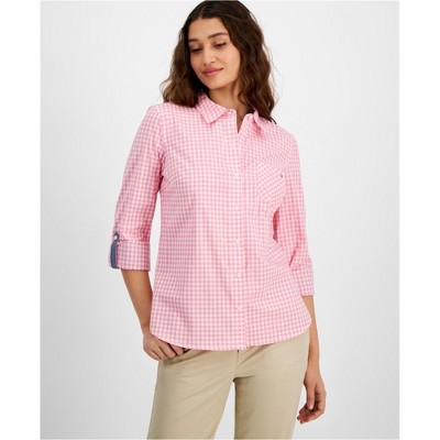 Tommy Hilfiger Womens Checkered Button Up Shirt