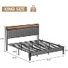 Full Size Linen Upholstered Bed Frame, Platform Bed Frame with Storage Headboard, No Box Spring Needed, Grey - 2 of 3