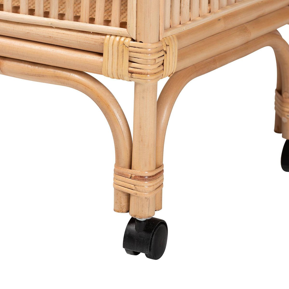 bali & pari Lombok Rattan Wine Cart Natural Brown: Indoor Bar Cart with Wine Holder, No Assembly Required - thumbnail 7