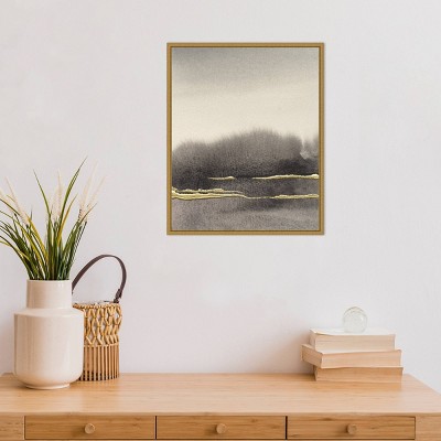 Abstract Gray and Gold Canvas Print with Gold Frame