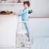 3 Step Stool for Toddler, Plastic Children Learning Helper Stool with Side Handles, Kids Standing Tower for Kitchen Counter, Toilet, Gray - 3 of 4
